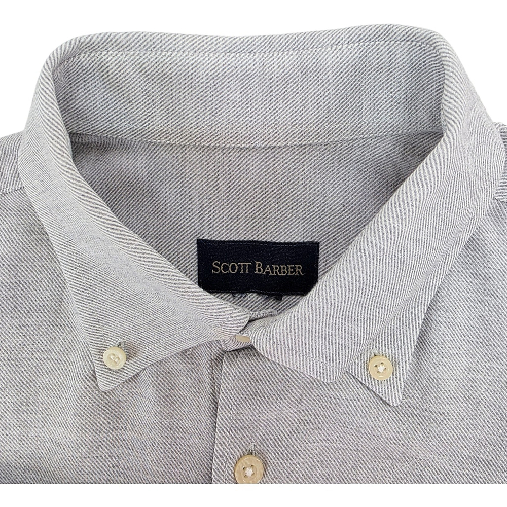 Quiet Luxury Scott Barber Button-Down Shirt Mens M Gray Twill Workwear - Picture 4 of 9